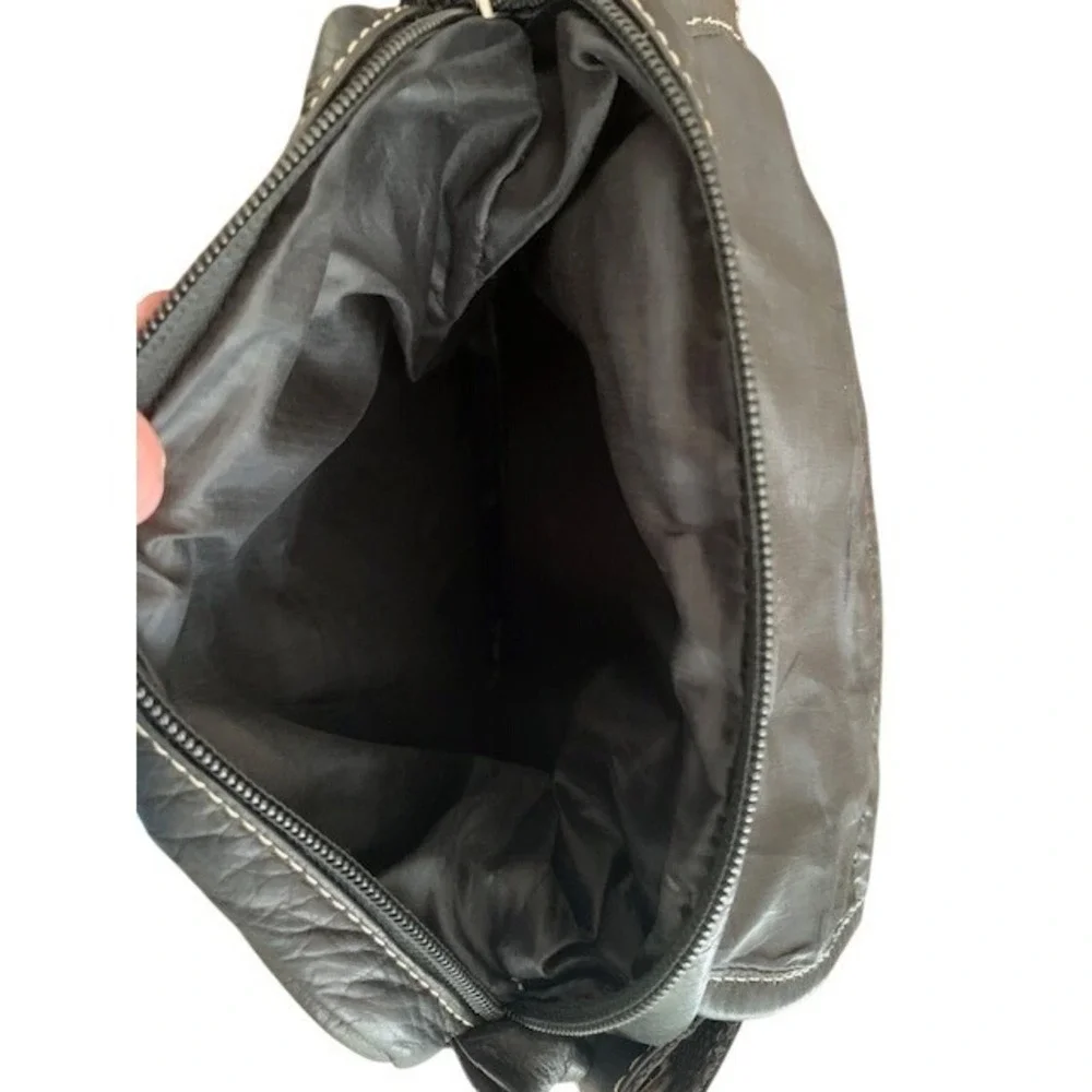Puro Cuero‎ Black Genuine Leather Crossbody Messenger Bag Multi Pocket Unisex